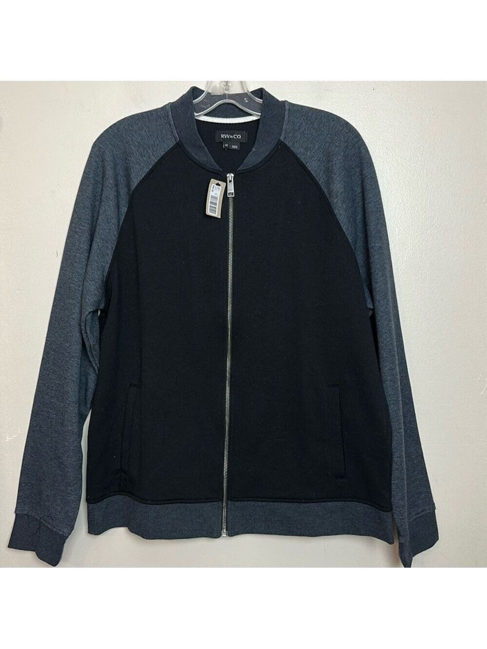RW&Co Two-Tone Zip-Up Bomber Sweater Jacket